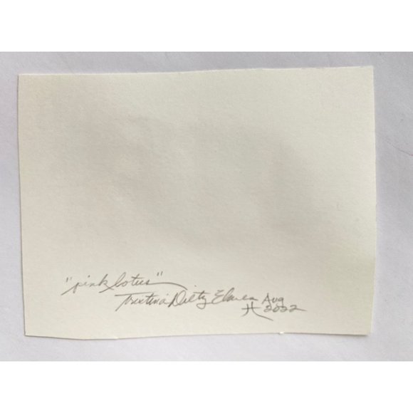 Pink Lotus - Original Wall Art Handmade Asian Calligraphy Artwork Matted 8"x10" - Picture 5 of 5